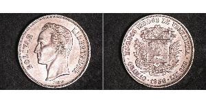 2 Bolivar Venezuela Argent Simon Bolivar (1783 - 1830)