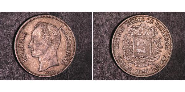 2 Bolivar Venezuela Argent Simon Bolivar (1783 - 1830)
