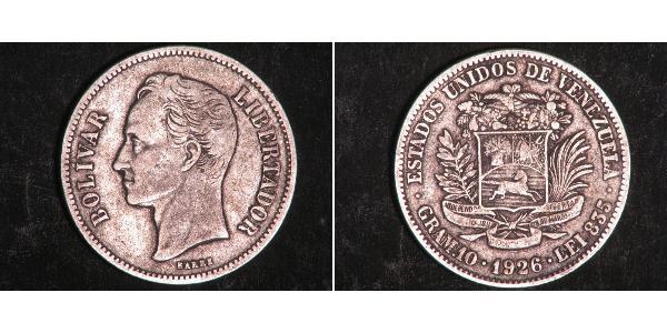2 Bolivar Venezuela Argento Simon Bolivar (1783 - 1830)