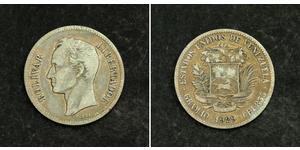 2 Bolivar Venezuela Plata Simon Bolivar (1783 - 1830)