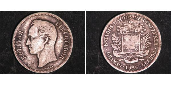 2 Bolivar Venezuela Plata Simon Bolivar (1783 - 1830)