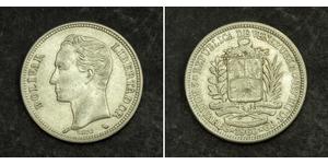 2 Bolivar Venezuela Silber Simon Bolivar (1783 - 1830)