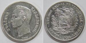 2 Bolivar Venezuela Silber Simon Bolivar (1783 - 1830)