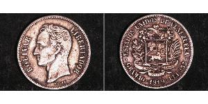 2 Bolivar Venezuela Silber Simon Bolivar (1783 - 1830)