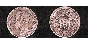 2 Bolivar Venezuela 銀 Simon Bolivar (1783 - 1830)