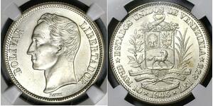 2 Bolivar Venezuela 銀 Simon Bolivar (1783 - 1830)