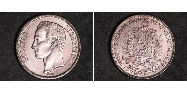 2 Bolivar Venezuela 銀 Simon Bolivar (1783 - 1830)