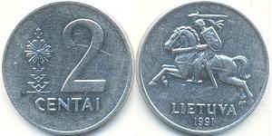 2 Cent Lithuania (1991 - ) Aluminium 