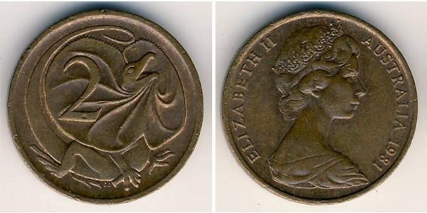 2 Cent Australia (1939 - ) Bronce Isabel II (1926-2022)