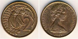 2 Cent Nueva Zelanda Bronce Isabel II (1926-2022)