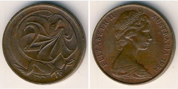 2 Cent Australia (1939 - ) Bronze Elizabeth II (1926-2022)