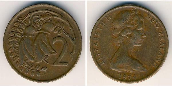 2 Cent Nuova Zelanda Bronzo Elisabetta II (1926-2022)