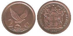2 Cent Sudáfrica Cobre/Acero 