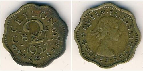 2 Cent Sri Lanka Laiton Elizabeth II (1926-2022)