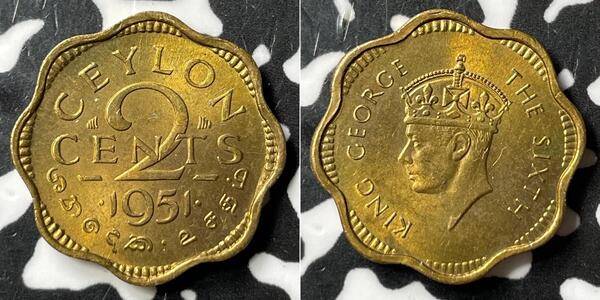2 Cent Sri Lanka Messing Georg VI (1895-1952)