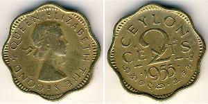 2 Cent Sri Lanka Ottone Elisabetta II (1926-2022)