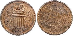 2 Cent Estados Unidos de América (1776 - ) Tin/Cobre/Zinc 