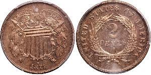 2 Cent Estados Unidos de América (1776 - ) Tin/Cobre/Zinc 