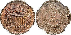 2 Cent Estados Unidos de América (1776 - ) Tin/Cobre/Zinc 