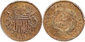 2 Cent Estados Unidos de América (1776 - ) Tin/Cobre/Zinc 