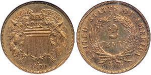 2 Cent Estados Unidos de América (1776 - ) Tin/Cobre/Zinc 