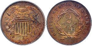 2 Cent Estados Unidos de América (1776 - ) Tin/Cobre/Zinc 