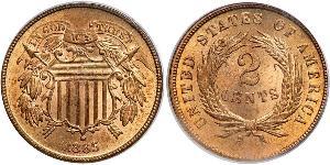 2 Cent Estados Unidos de América (1776 - ) Tin/Cobre/Zinc 