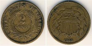 2 Cent Estados Unidos de América (1776 - ) Tin/Cobre/Zinc 