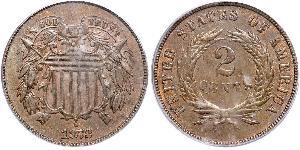 2 Cent Estados Unidos de América (1776 - ) Tin/Cobre/Zinc 