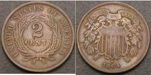 2 Cent Estados Unidos de América (1776 - ) Tin/Cobre/Zinc 