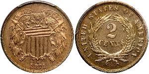 2 Cent Estados Unidos de América (1776 - ) Tin/Cobre/Zinc 