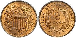 2 Cent Estados Unidos de América (1776 - ) Tin/Cobre/Zinc 