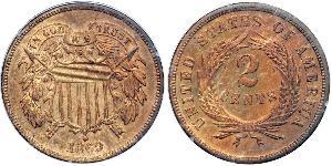 2 Cent Estados Unidos de América (1776 - ) Tin/Cobre/Zinc 