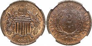 2 Cent Estados Unidos de América (1776 - ) Tin/Cobre/Zinc 