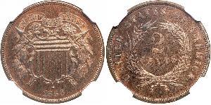 2 Cent Estados Unidos de América (1776 - ) Tin/Cobre/Zinc 