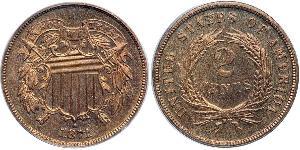 2 Cent Estados Unidos de América (1776 - ) Tin/Cobre/Zinc 