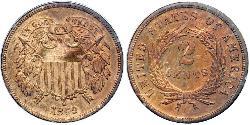 2 Cent Estados Unidos de América (1776 - ) Tin/Cobre/Zinc 