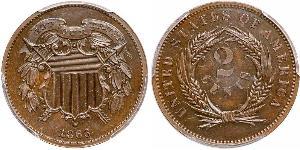 2 Cent USA (1776 - ) Tin/Copper/Zinc 