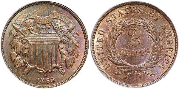 2 Cent USA (1776 - ) Tin/Copper/Zinc 