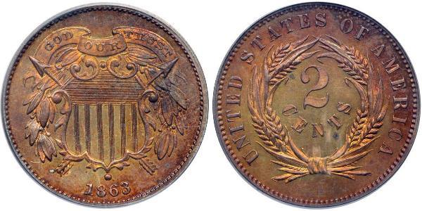 2 Cent USA (1776 - ) Tin/Copper/Zinc 