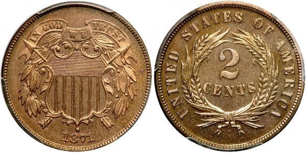 2 Cent USA (1776 - ) Tin/Copper/Zinc 