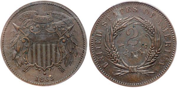 2 Cent Vereinigten Staaten von Amerika (1776 - ) Tin/Kupfer/Zink 