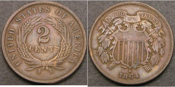 2 Cent Vereinigten Staaten von Amerika (1776 - ) Tin/Kupfer/Zink 