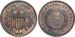 2 Cent 美利堅合眾國 (1776 - ) Tin/銅/Zinc 