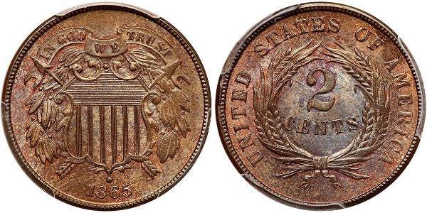 2 Cent 美利堅合眾國 (1776 - ) Tin/銅/Zinc 