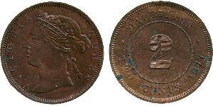 2 Cent Mauricio  Victoria (1819 - 1901)