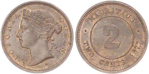 2 Cent Mauricio  Victoria (1819 - 1901)