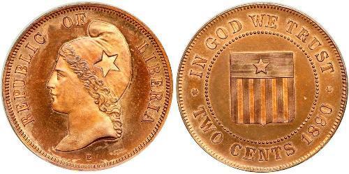 2 Cent Liberia 銅 