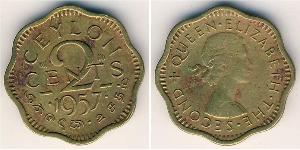 2 Cent Sri Lanka/Ceylon 黃銅 伊丽莎白二世 (1926-2022)