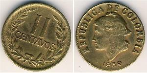 2 Centavo Republic of Colombia (1886 - ) Brass 